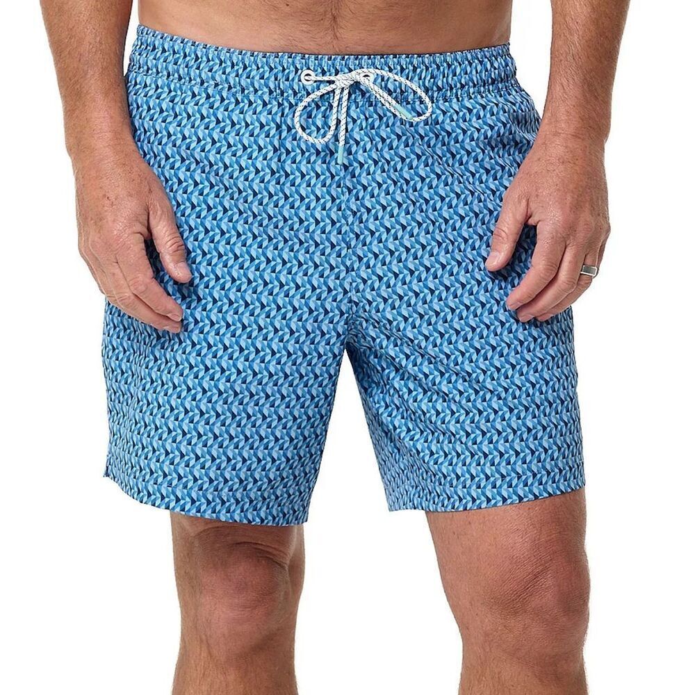 Bonobos Mens Swim Trunks Lined Blue Print Board Shorts 7 Inch Inseam